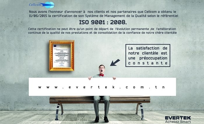 CellCom certifie ISO pour son systeme de managment  de qualité