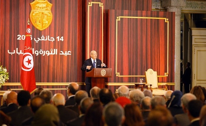 موكب في قصر قرطاج في الذكرى الخامسة للثورة