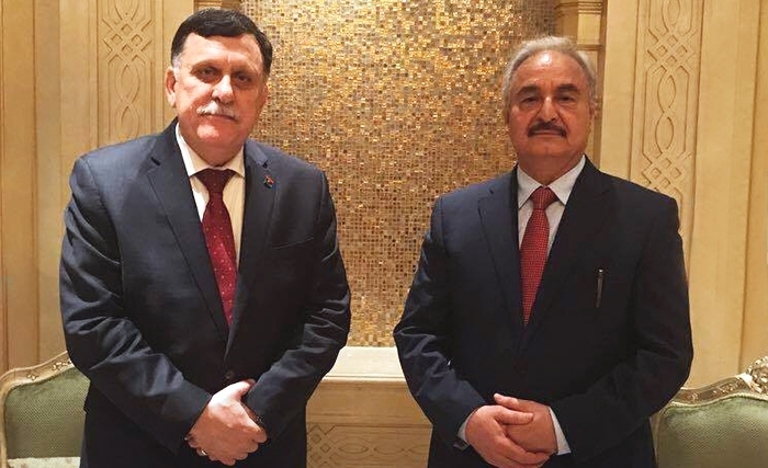 لقاء بأبوظبي بين السرّاج وحفتر