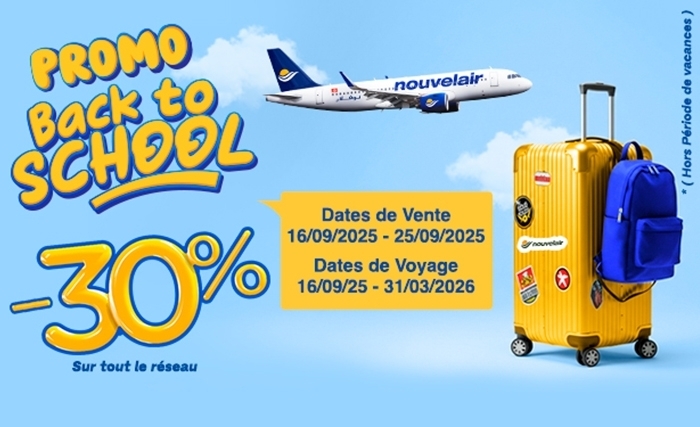nouvelair lance sa promotion «Back to School»: 30% de réduction sur tout son réseau