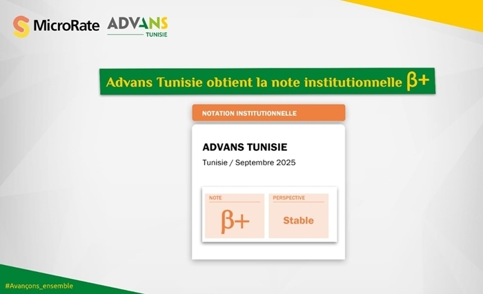 Advans Tunisie obtient la notation institutionnelle B+ auprès de MicroRate Advans Tunisie obtient la notation institutionnelle B+ auprès de MicroRate